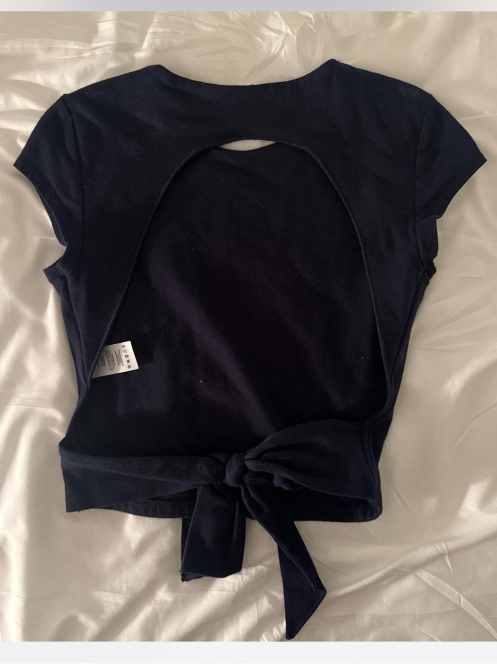 Garage Navy Open-Back Tie Crop Top
